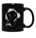 Cat Shirt Cat Tshirt Black Cat Torn Cloth Shirt Kitten Black Coffee Mug, Gift Coffee Mug - Black