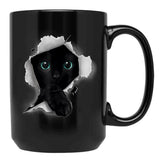 Cat Shirt Cat Tshirt Black Cat Torn Cloth Shirt Kitten Black Coffee Mug, Gift Coffee Mug