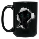 Cat Shirt Cat Tshirt Black Cat Torn Cloth Shirt Kitten Black Coffee Mug, Gift Coffee Mug