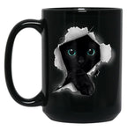 Cat Shirt Cat Tshirt Black Cat Torn Cloth Shirt Kitten Black Coffee Mug, Gift Coffee Mug