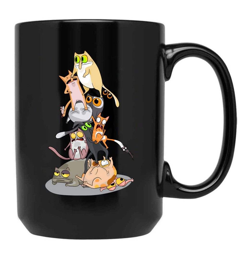 Cat Tower Black Coffee Mug, Gift Coffee Mug