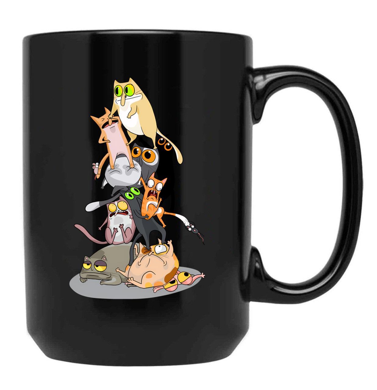 Cat Tower Black Coffee Mug, Gift Coffee Mug