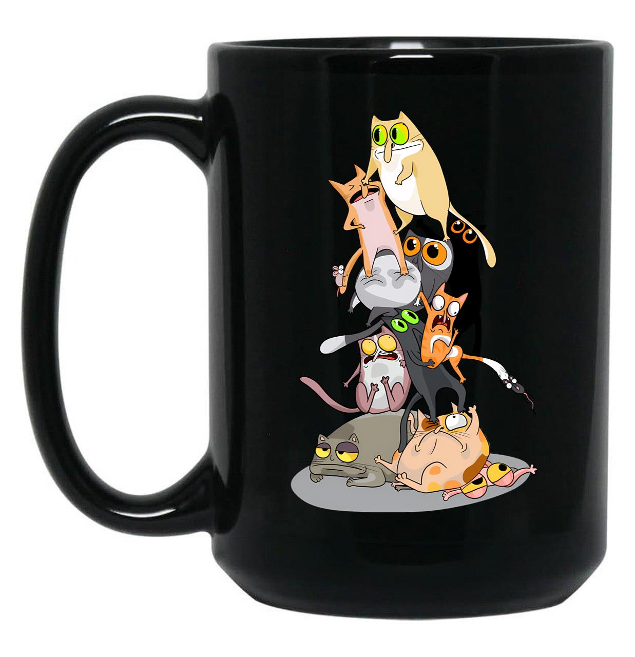 Cat Tower Black Coffee Mug, Gift Coffee Mug