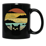 Cat Vintage Cats After Sunset Retro Black Coffee Mug, Gift Coffee Mug - Black