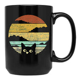 Cat Vintage Cats After Sunset Retro Black Coffee Mug, Gift Coffee Mug