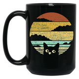 Cat Vintage Cats After Sunset Retro Black Coffee Mug, Gift Coffee Mug