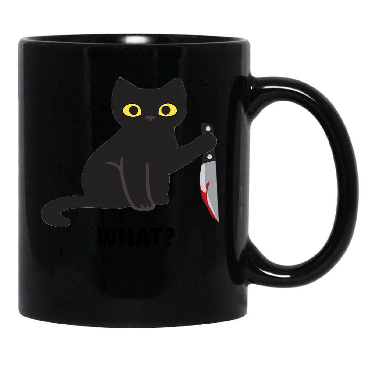 Cat What Black Coffee Mug, Gift Coffee Mug - Black