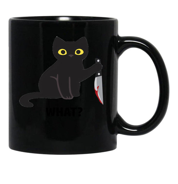 Cat What Black Coffee Mug, Gift Coffee Mug - Black