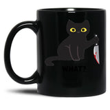 Cat What Black Coffee Mug, Gift Coffee Mug - Black