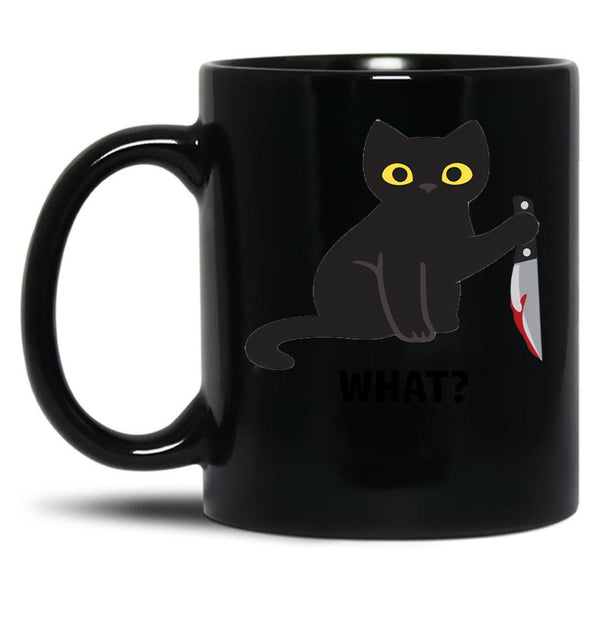 Cat What Black Coffee Mug, Gift Coffee Mug - Black