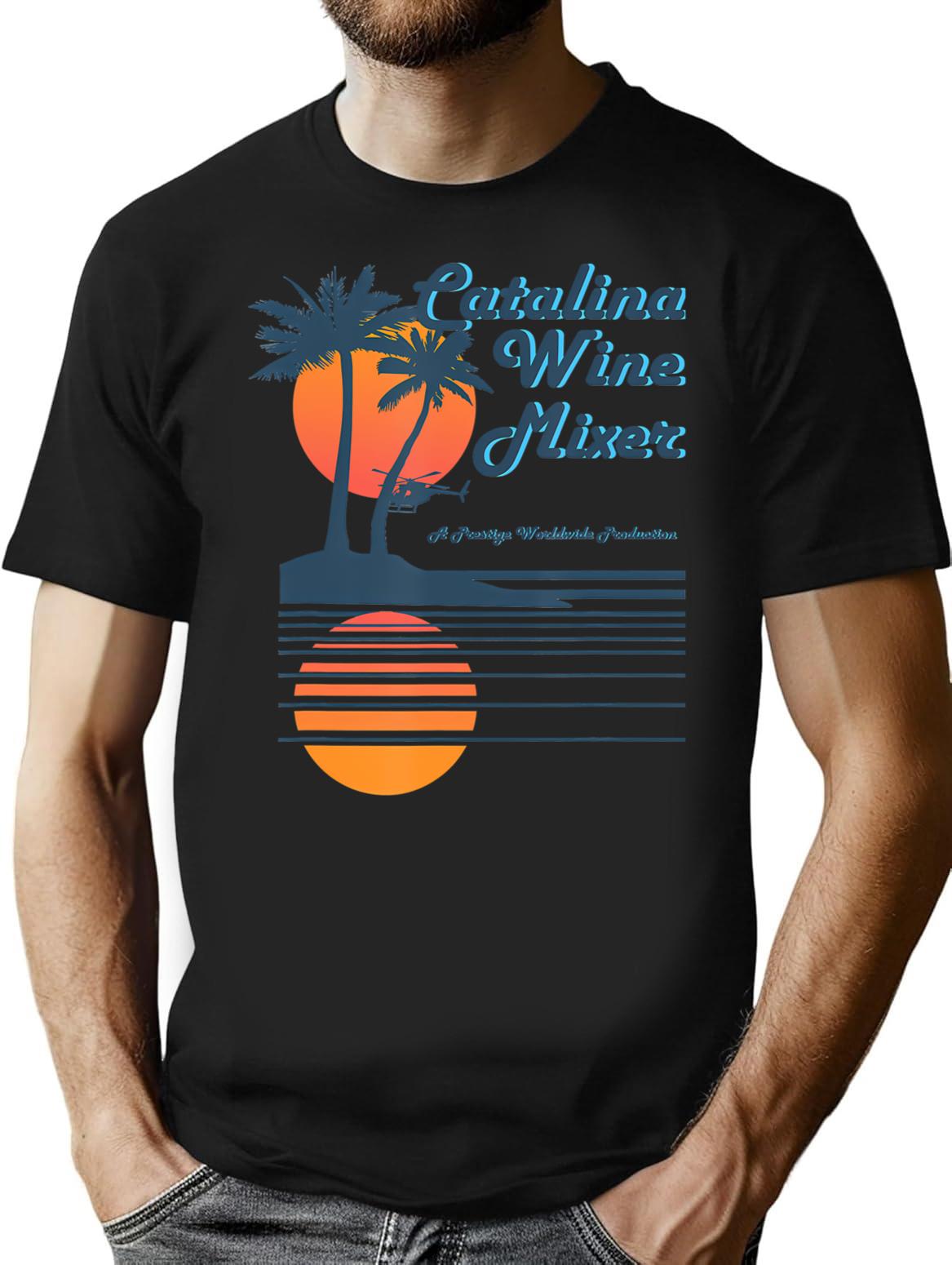 Catalina Wine Mixer Vintage T-Shirt for Men & Women, T-Shirts Graphic Tee - Black