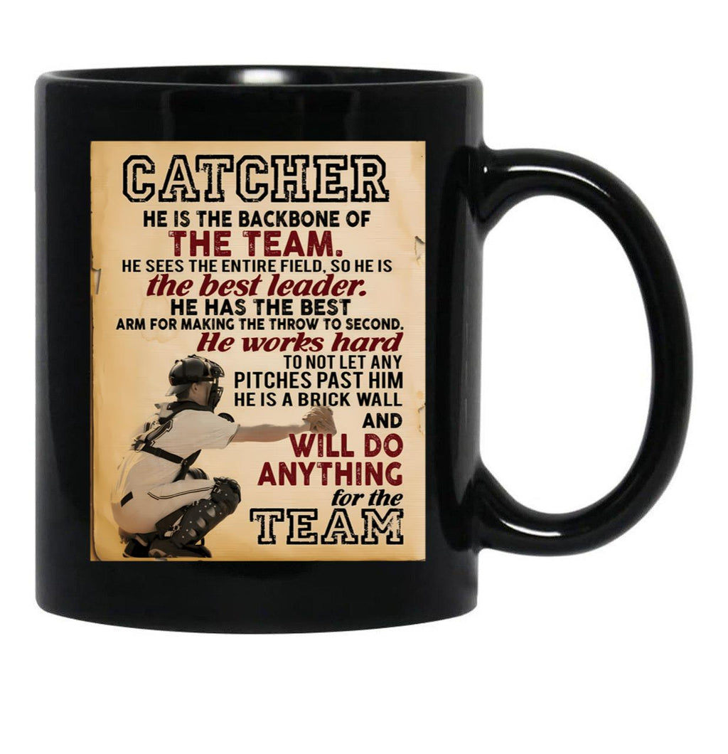 Catcher Baseball Black Coffee Mug - Black
