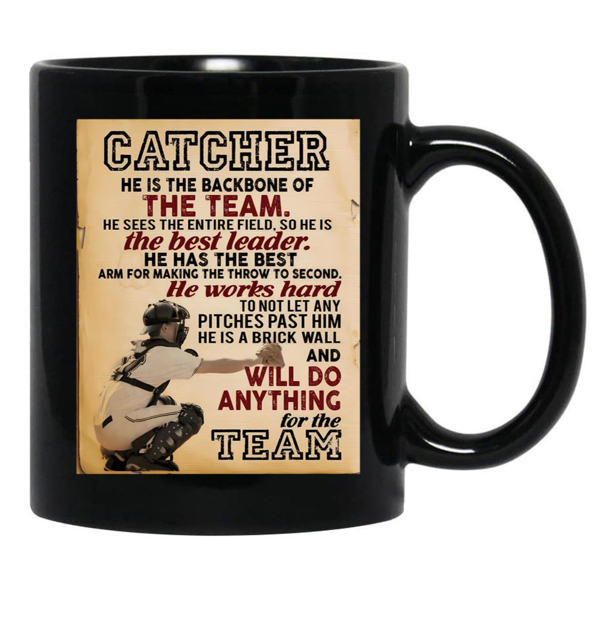 Catcher Baseball Black Coffee Mug - Black