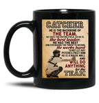 Catcher Baseball Black Coffee Mug