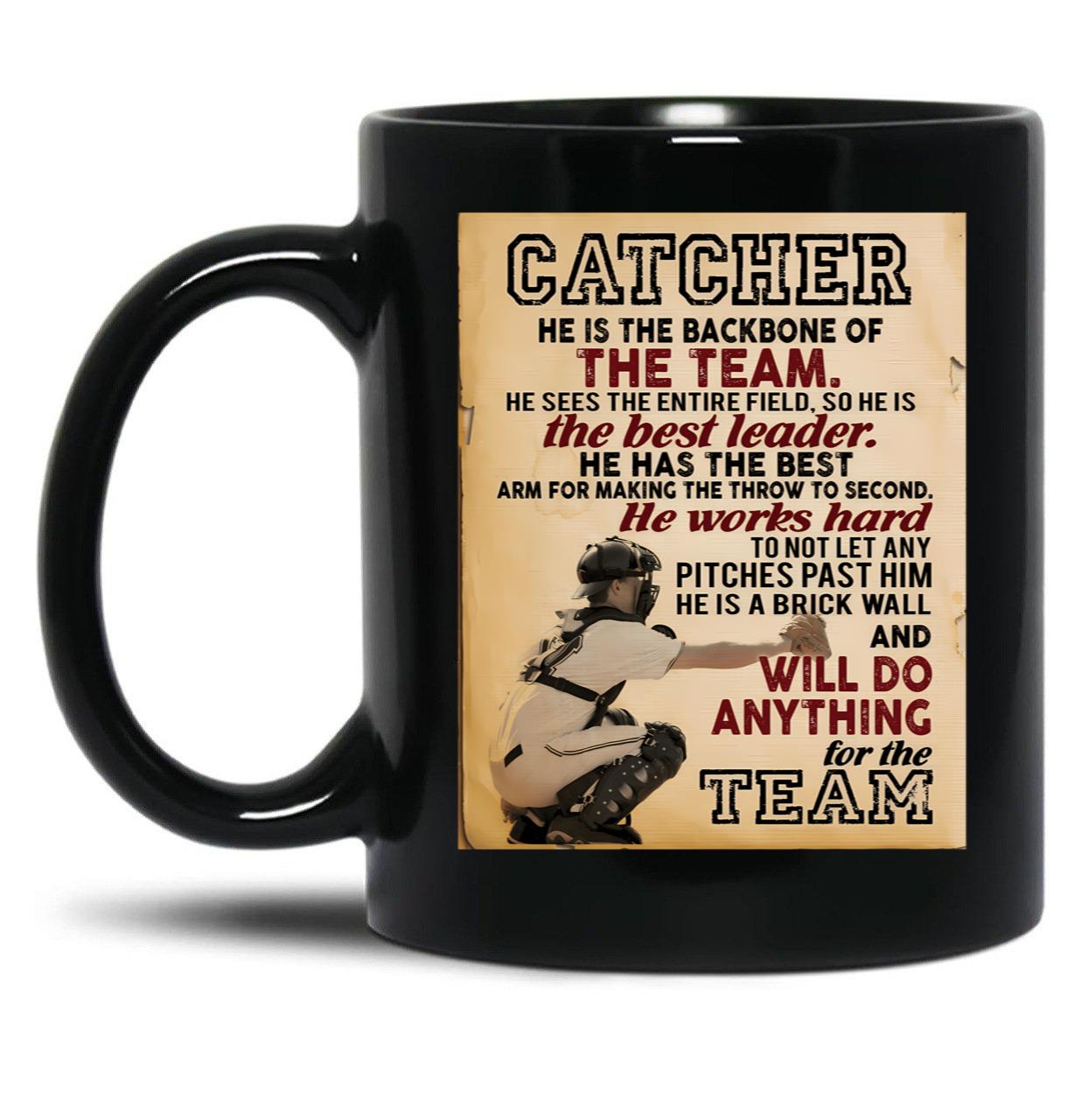Catcher Baseball Black Coffee Mug