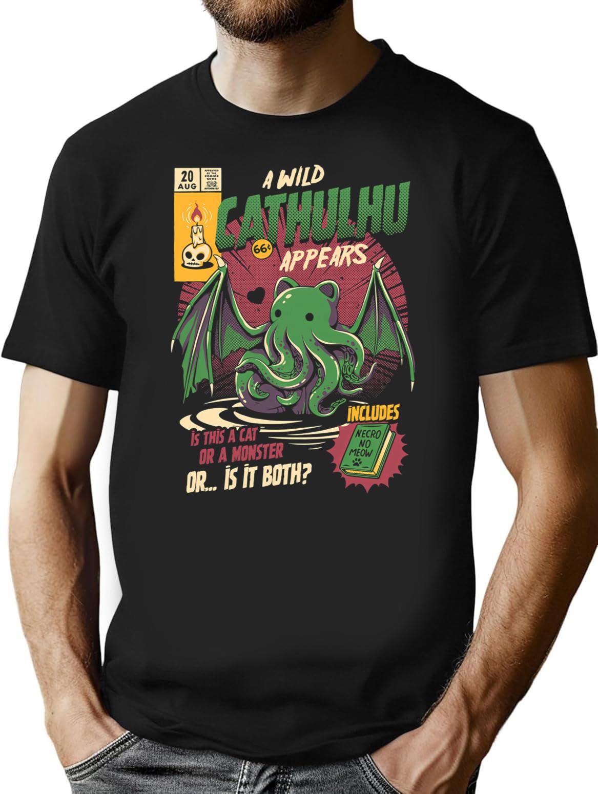 Cathulhu T-Shirt for Men & Women, T-Shirts Graphic Tee - Black