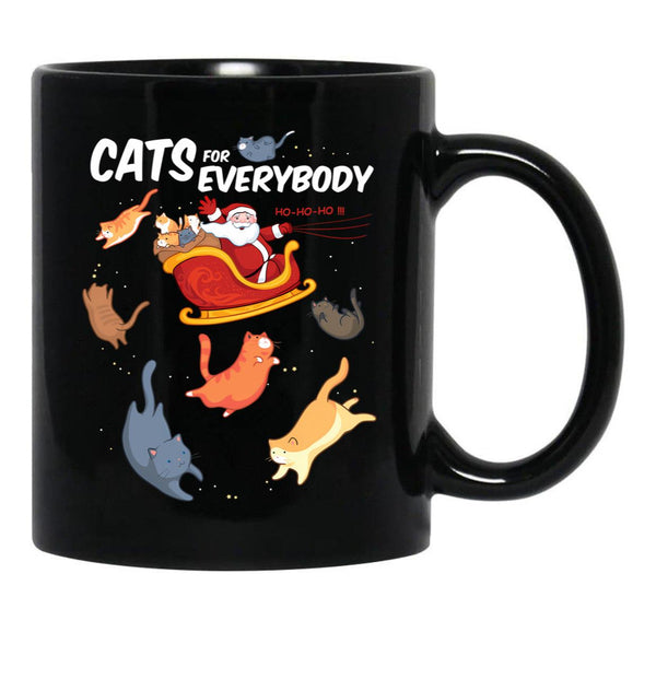 Cats For Everyone Funny Chirstmas Cat Black Coffee Mug, Gift Coffee Mug - Black