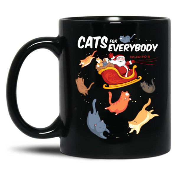 Cats For Everyone Funny Chirstmas Cat Black Coffee Mug, Gift Coffee Mug - Black