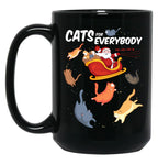 Cats For Everyone Funny Chirstmas Cat Black Coffee Mug, Gift Coffee Mug