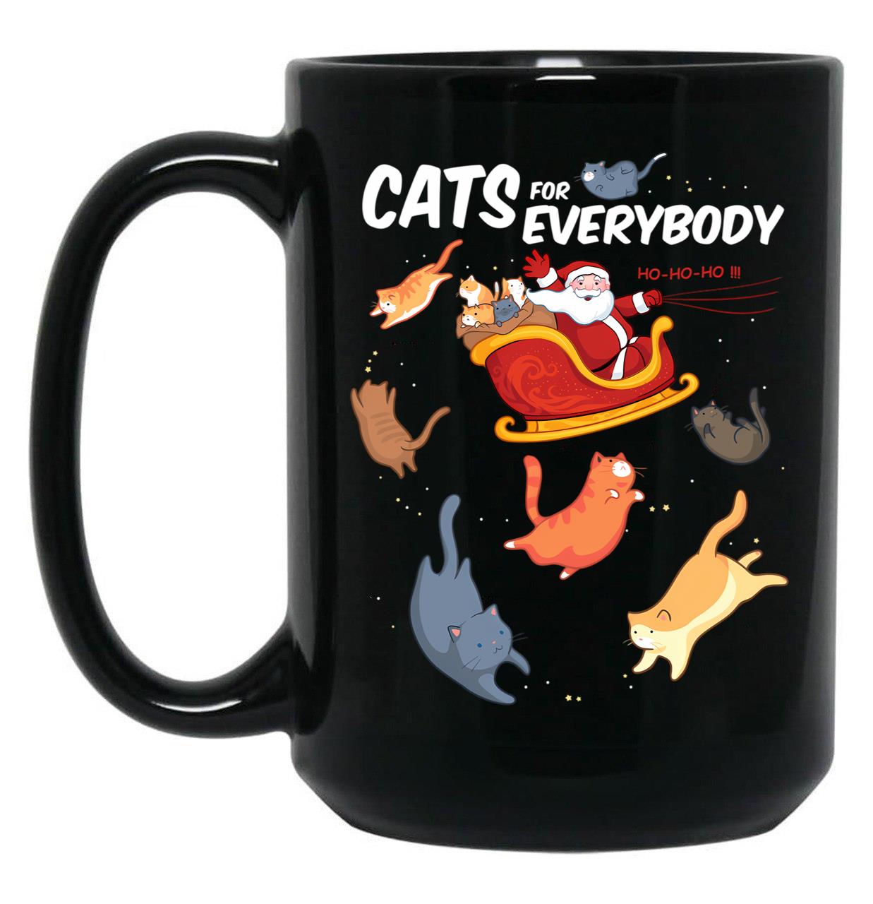 Cats For Everyone Funny Chirstmas Cat Black Coffee Mug, Gift Coffee Mug