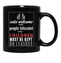 Cats Welcome Black Coffee Mug, Gift Coffee Mug - Black