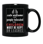 Cats Welcome Black Coffee Mug, Gift Coffee Mug - Black
