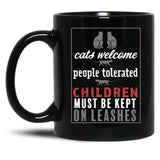 Cats Welcome Black Coffee Mug, Gift Coffee Mug - Black