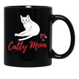Catty Mom Cat Black Coffee Mug, Gift Coffee Mug - Black