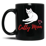 Catty Mom Cat Black Coffee Mug, Gift Coffee Mug - Black