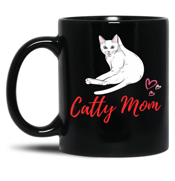 Catty Mom Cat Black Coffee Mug, Gift Coffee Mug - Black