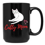 Catty Mom Cat Black Coffee Mug, Gift Coffee Mug