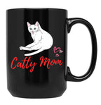 Catty Mom Cat Black Coffee Mug, Gift Coffee Mug