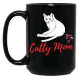 Catty Mom Cat Black Coffee Mug, Gift Coffee Mug