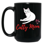 Catty Mom Cat Black Coffee Mug, Gift Coffee Mug