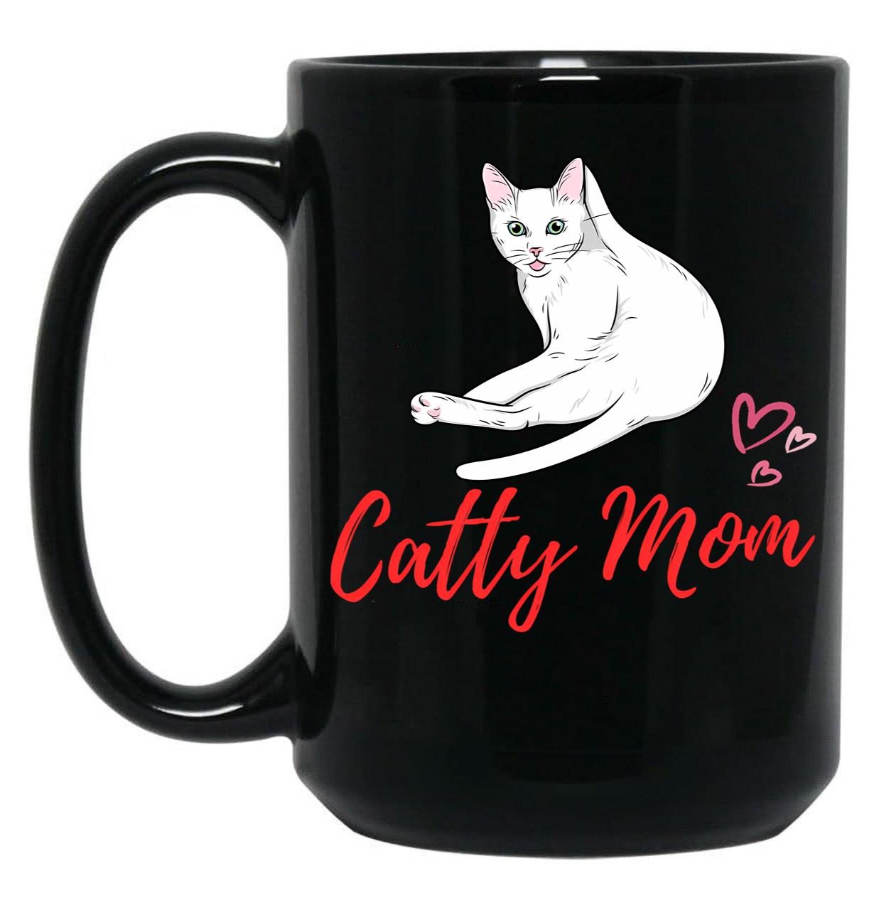 Catty Mom Cat Black Coffee Mug, Gift Coffee Mug