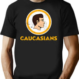 Caucasians Football T-Shirt for Men & Women, T-Shirts Graphic Tee - Black