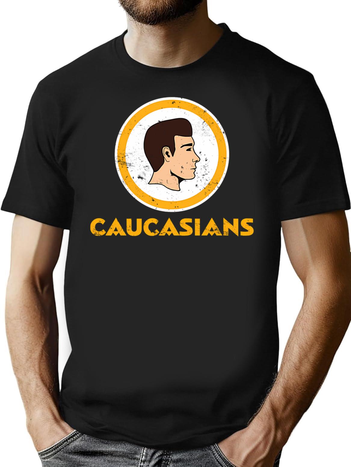 Caucasians Football T-Shirt for Men & Women, T-Shirts Graphic Tee - Black