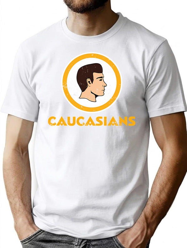 Caucasians Football T-Shirt for Men & Women, T-Shirts Graphic Tee - White