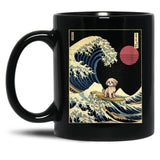 Cavachon Kanagawa Japanese Surfing Wave Black Coffee Mug, Gift Coffee Mug - Black
