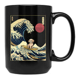 Cavachon Kanagawa Japanese Surfing Wave Black Coffee Mug, Gift Coffee Mug