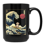 Cavachon Kanagawa Japanese Surfing Wave Black Coffee Mug, Gift Coffee Mug