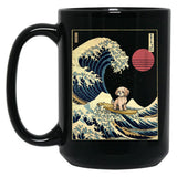 Cavachon Kanagawa Japanese Surfing Wave Black Coffee Mug, Gift Coffee Mug