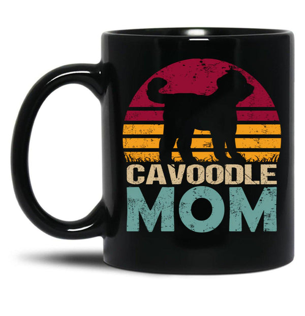 Cavoodle Dog Mom Vintage Black Coffee Mug, Gift Coffee Mug - Black