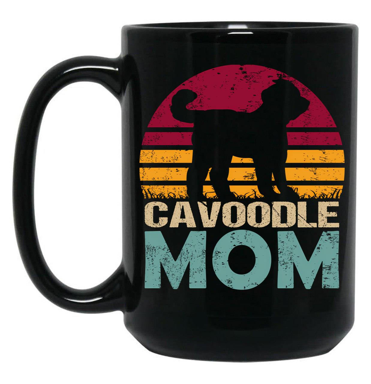 Cavoodle Dog Mom Vintage Black Coffee Mug, Gift Coffee Mug