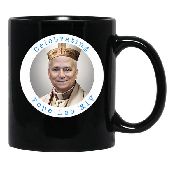 Celebrating Pope Leo Xiv Black Coffee Mug - Black