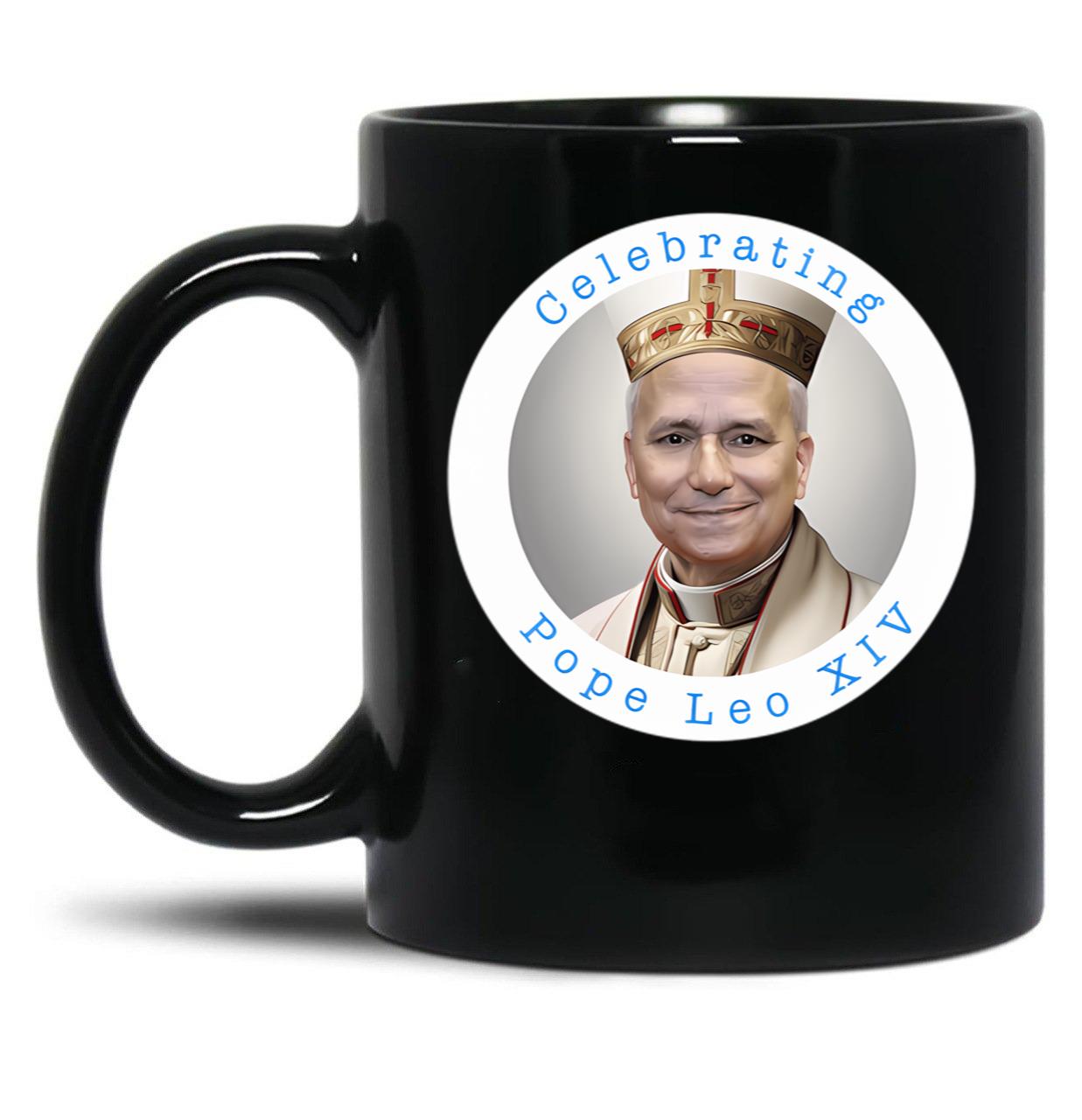 Celebrating Pope Leo Xiv Black Coffee Mug