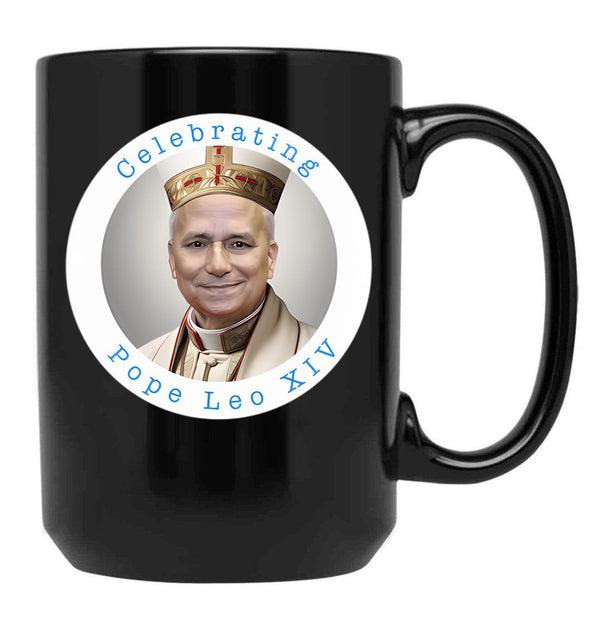 Celebrating Pope Leo Xiv Black Coffee Mug - Black