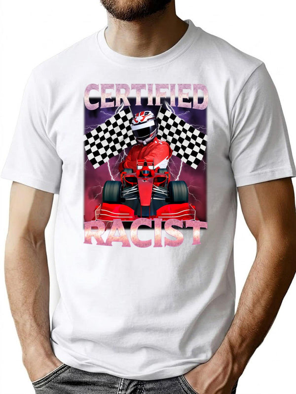 Certified Racist Funny Racing Meme Premium Heavyweight Cotton T-Shirt - White