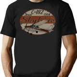 Cessna Skylane 182 Retro Vintage T-Shirt for Men & Women, T-Shirts Graphic Tee - Black