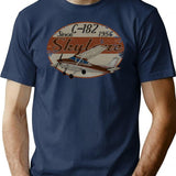 Cessna Skylane 182 Retro Vintage T-Shirt for Men & Women, T-Shirts Graphic Tee - Navy